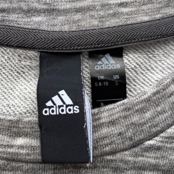 Adidas Women’s S “Sport To Street” Short Sleeve Heather Gray Crop Sweatshirt - Picture 7 of 8